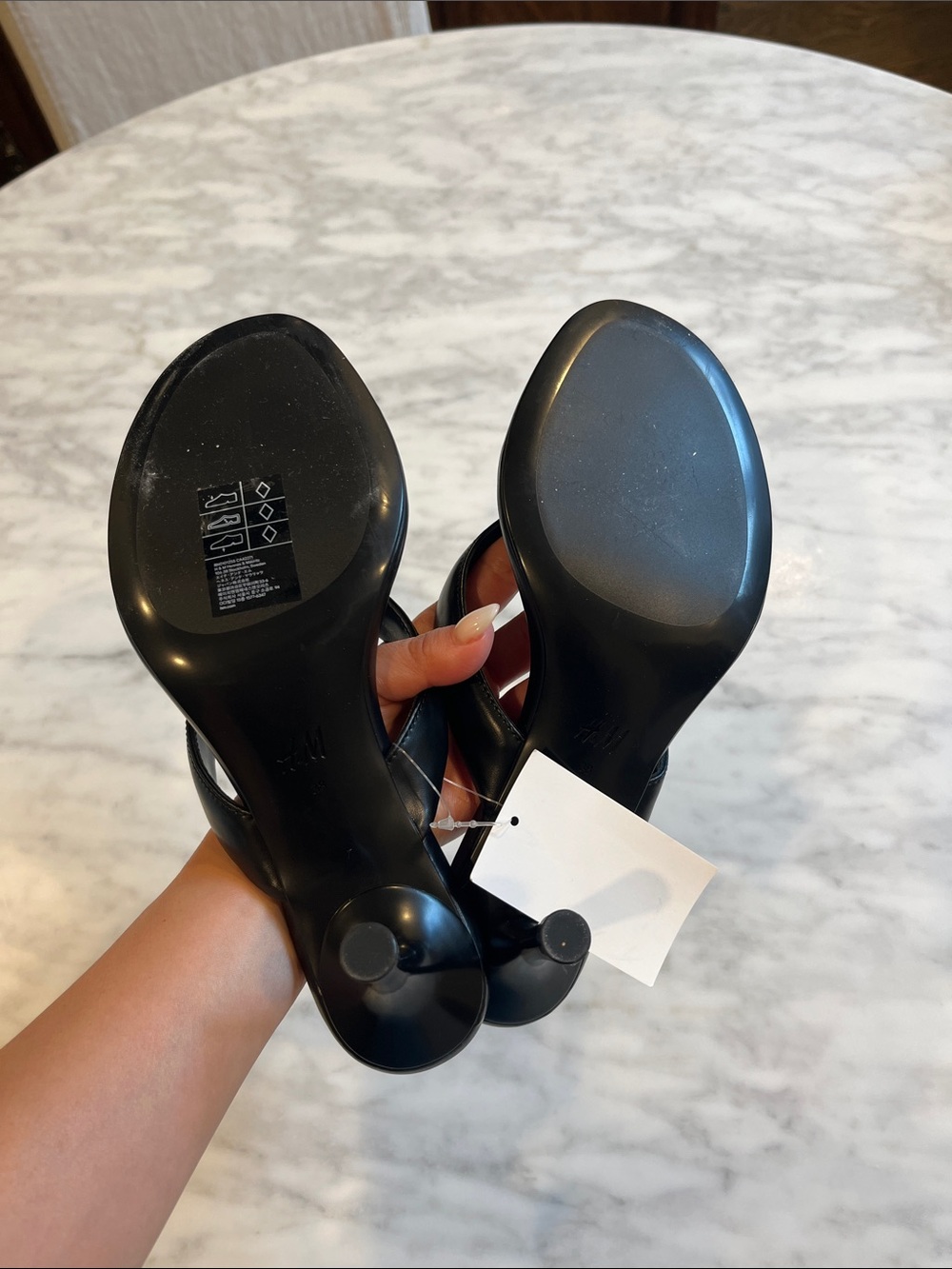 H&M Black Thong Heel Sandal US 7 EUR 38 - Picture 5 of 6